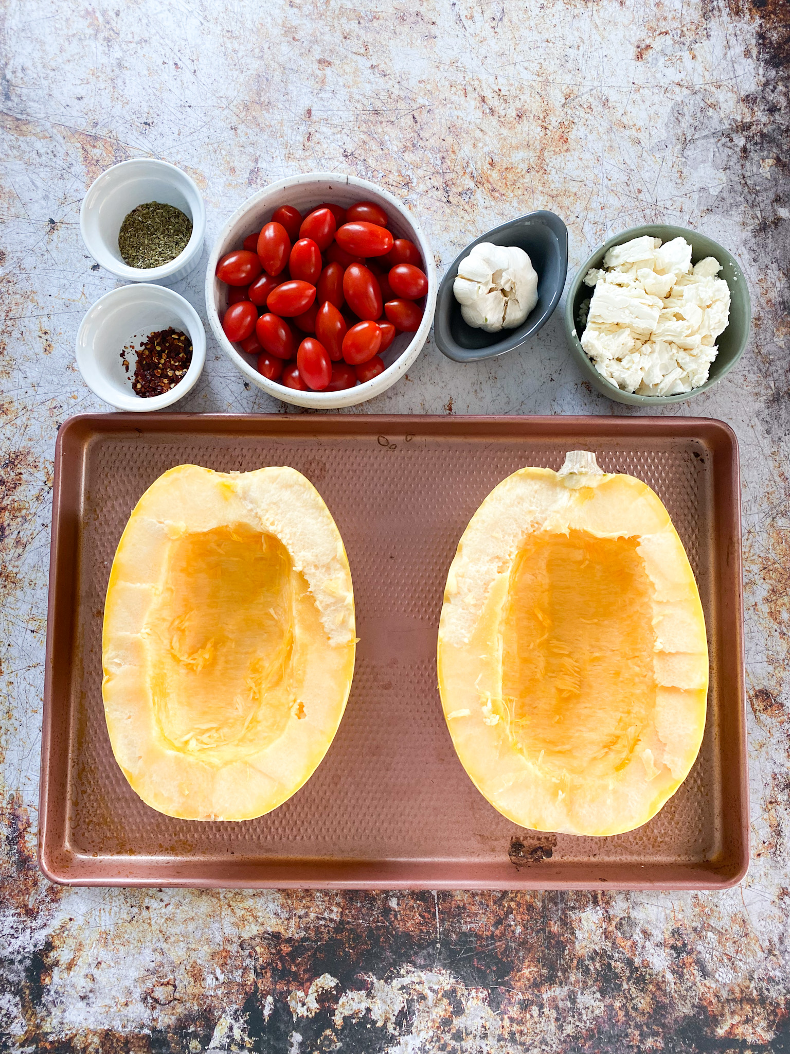 Baked Feta and Tomato Spaghetti Squash