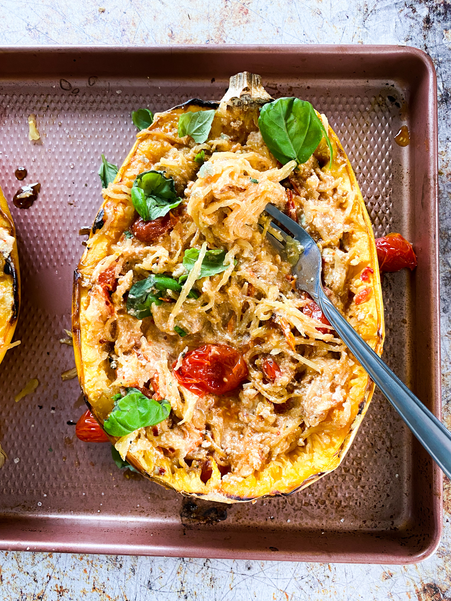 Baked Feta and Tomato Spaghetti Squash