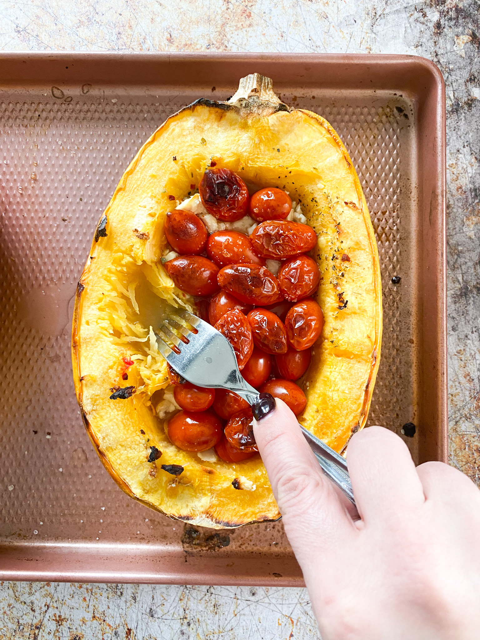 Baked Feta and Tomato Spaghetti Squash