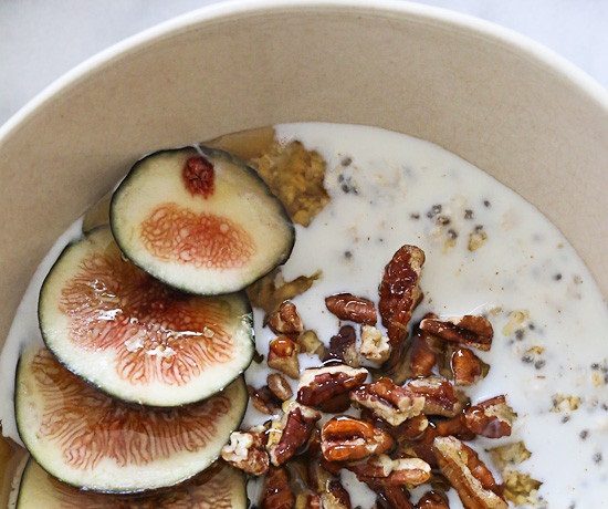 Breakfast with honey and yogurt figs