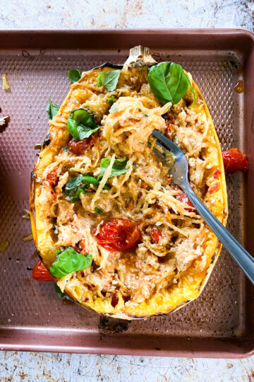 Baked Feta and Tomato Spaghetti Squash