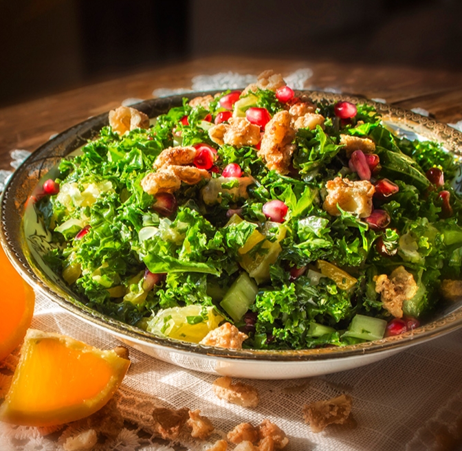 Wild rice salad with kale and orange